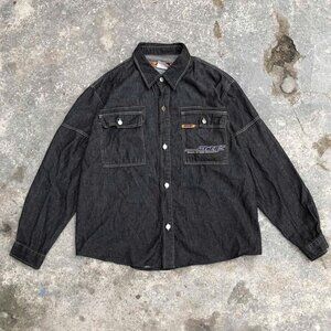 Black Denim Button-Up Shirt